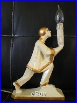 Ancienne lampe veilleuse art deco 1930 statuette pierrot vintage lamp statue 30s