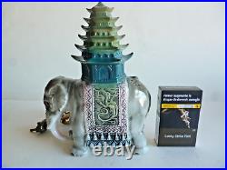 Ancienne lampe veilleuse brule parfum Art Déco Orientaliste Elephant porcelaine