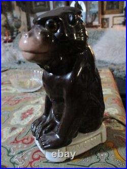 Ancienne lampe veilleuse brule parfum en faience art deco modele singe