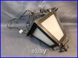 Ancienne lanterne en métal et verre lampe extérieur suspension déco chalet