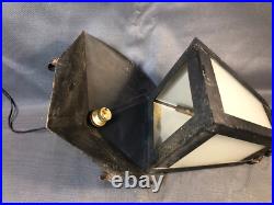 Ancienne lanterne en métal et verre lampe extérieur suspension déco chalet