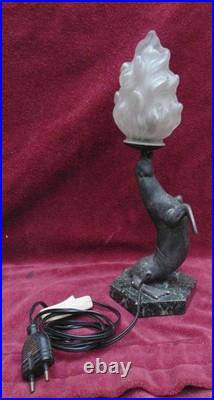 Ancienne magnifique lampe régule art déco otarie phoque signé Carvin art déco