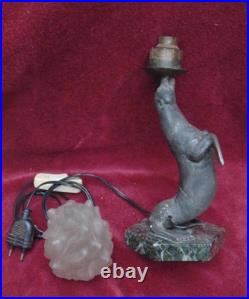 Ancienne magnifique lampe régule art déco otarie phoque signé Carvin art déco