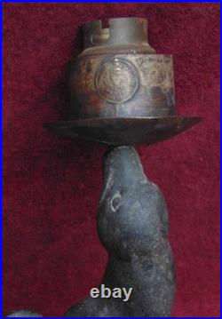 Ancienne magnifique lampe régule art déco otarie phoque signé Carvin art déco