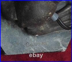 Ancienne magnifique lampe régule art déco otarie phoque signé Carvin art déco