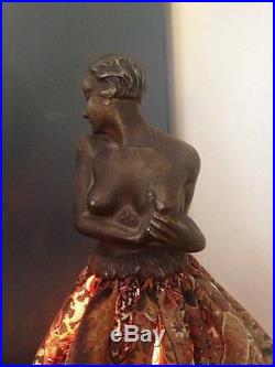 Ancienne sculpture lampe art deco 1930 Erotique femme antique woman statue