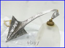 Antique Applique Murale Tete Dragon Serpent Fer Forge Art Deco Lampe Tulipe