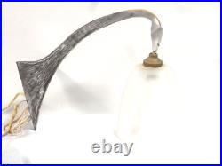 Antique Applique Murale Tete Dragon Serpent Fer Forge Art Deco Lampe Tulipe