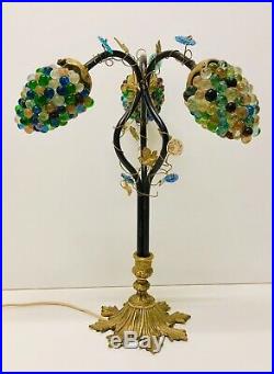Antique Murano belle lampe déco en bronze grappes raisin art nouveau