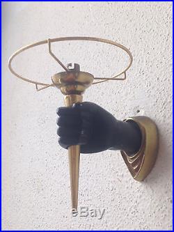 Arlus lampe Main bronze 1950 sconce moderniste Arbus Art Deco