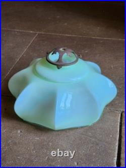 Art Deco Abats Jour En Vert Suspension 1930 Lampe Lustre