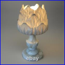 Art Deco Début Lampe D'Albâtre Bleuté Artichaut 1930