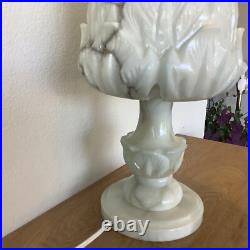 Art Deco Début Lampe D'Albâtre Bleuté Artichaut 1930