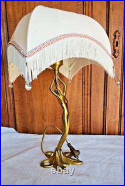 Art Deco Lampe Bureau Chevet Femme Nue En Bronze Signee Paul Lucas Fonctionne