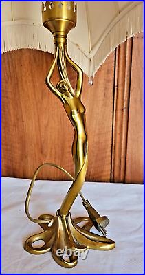 Art Deco Lampe Bureau Chevet Femme Nue En Bronze Signee Paul Lucas Fonctionne