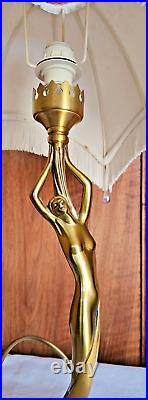 Art Deco Lampe Bureau Chevet Femme Nue En Bronze Signee Paul Lucas Fonctionne