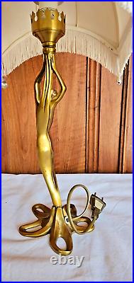 Art Deco Lampe Bureau Chevet Femme Nue En Bronze Signee Paul Lucas Fonctionne