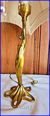 Art Deco Lampe Bureau Chevet Femme Nue En Bronze Signee Paul Lucas Fonctionne