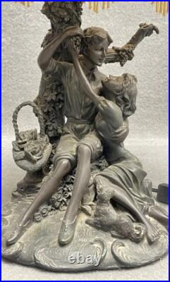 Art Déco Lampe de Table couple avec abat Jour Verre peint et perles rouge Jaune