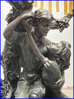 Art Déco Lampe de Table couple avec abat Jour Verre peint et perles rouge Jaune