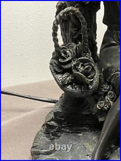 Art Déco Lampe de Table couple avec abat Jour Verre peint et perles rouge Jaune