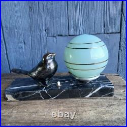 Art Deco Sparrow Lamp Spelter Lampe Art Déco Moineau