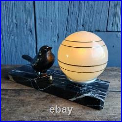 Art Deco Sparrow Lamp Spelter Lampe Art Déco Moineau