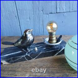 Art Deco Sparrow Lamp Spelter Lampe Art Déco Moineau