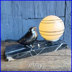 Art Deco Sparrow Lamp Spelter Lampe Art Déco Moineau