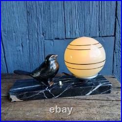 Art Deco Sparrow Lamp Spelter Lampe Art Déco Moineau