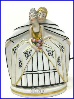Art Deco & Veilleuse Porcelaine Vers 1930 & Lampe & Couple Amoureux
