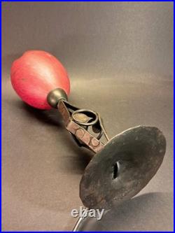 Art Déco lampe en fer forgé et tulipe en pate de verre de Clichy vers 1920