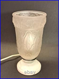 Art Déco veilleuse en marbre, métal chromé et verre moulé vers 1925