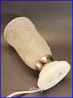 Art Déco veilleuse en marbre, métal chromé et verre moulé vers 1925
