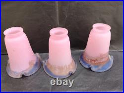 Art de France lot 3 tulipes lustre lampe art deco pâte de verre marmoréen TBE