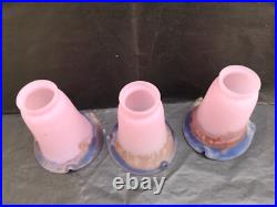 Art de France lot 3 tulipes lustre lampe art deco pâte de verre marmoréen TBE