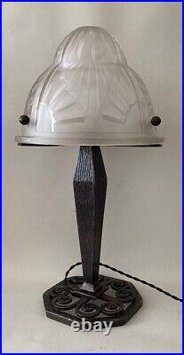 Art deco Grande lampe Degué / lamp Degué / 50cm Sabino Muller Daum Wrought iron