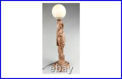 Art deco Lampe terre patinée Charles GREBER (1853-1935) et VALLON