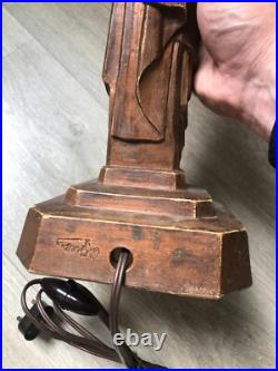 Art deco Lampe terre patinée Charles GREBER (1853-1935) et VALLON