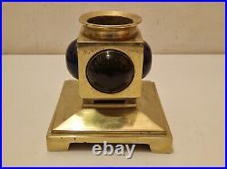 Art déco Pied de lampe en bronze et cabochons de velle soufflé et bullé 1920