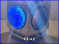 Art déco Pied de lampe en bronze et cabochons de velle soufflé et bullé 1920