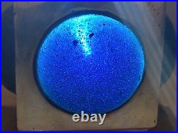 Art déco Pied de lampe en bronze et cabochons de velle soufflé et bullé 1920