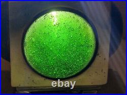 Art déco Pied de lampe en bronze et cabochons de velle soufflé et bullé 1920