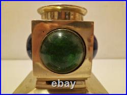 Art déco Pied de lampe en bronze et cabochons de velle soufflé et bullé 1920