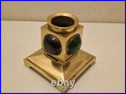 Art déco Pied de lampe en bronze et cabochons de velle soufflé et bullé 1920 Art déco Pied de lampe en bronze et cabochons de velle soufflé et bullé 1920