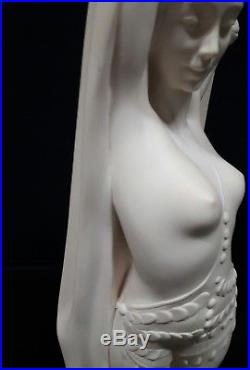 Art deco jeune femme sculpture art déco G Bessi 68 cm orientaliste lampe