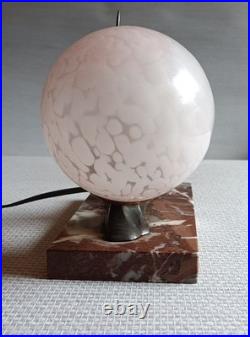 Authentique Lampe Art Déco en Marbre, Régule, Verre. Années 1920-30. Fonctionne