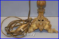 -BOUGEOIR BRONZE ART NOUVEAU Monté en PIED de LAMPE (réversible) déco D
