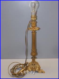 -BOUGEOIR BRONZE ART NOUVEAU Monté en PIED de LAMPE (réversible) déco D