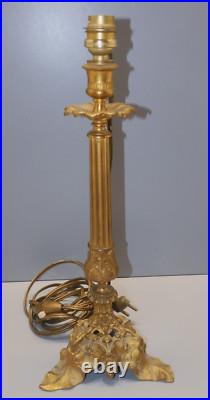 -BOUGEOIR BRONZE ART NOUVEAU Monté en PIED de LAMPE (réversible) déco D